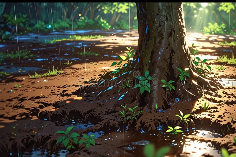 Tree planting and growing for a sustainable and greenish environment stock illustration