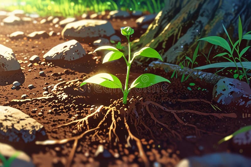 Tree planting and growing for a sustainable and greenish environment royalty free illustration
