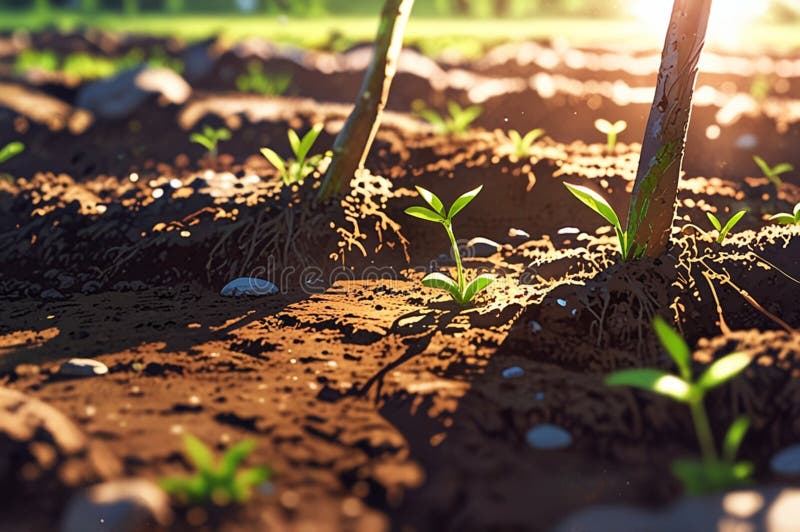 Tree planting and growing for a sustainable and greenish environment royalty free illustration