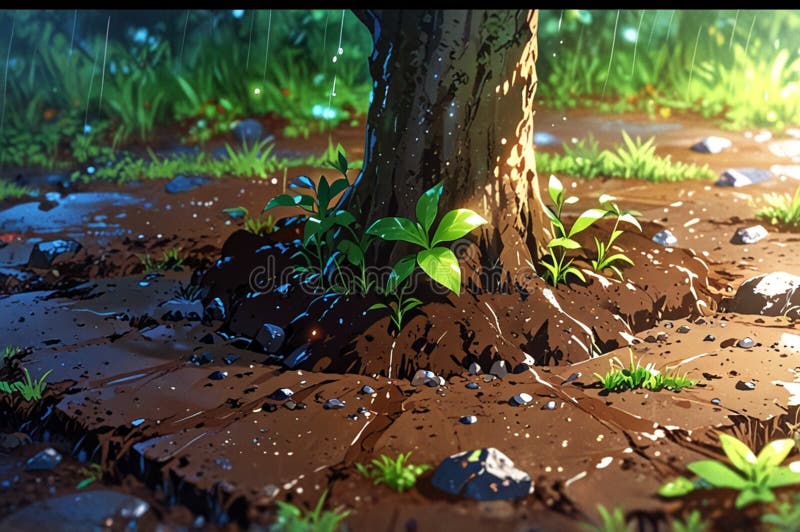 Tree planting and growing for a sustainable and greenish environment vector illustration