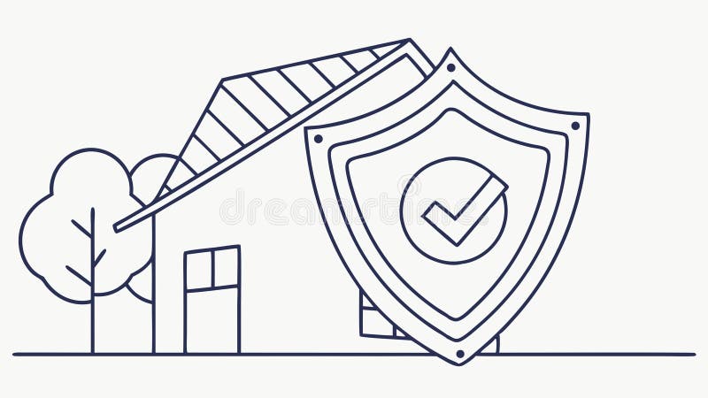 Tree Protected by Checkmark Shield Outline Vector, vector design Generative AI vector illustration