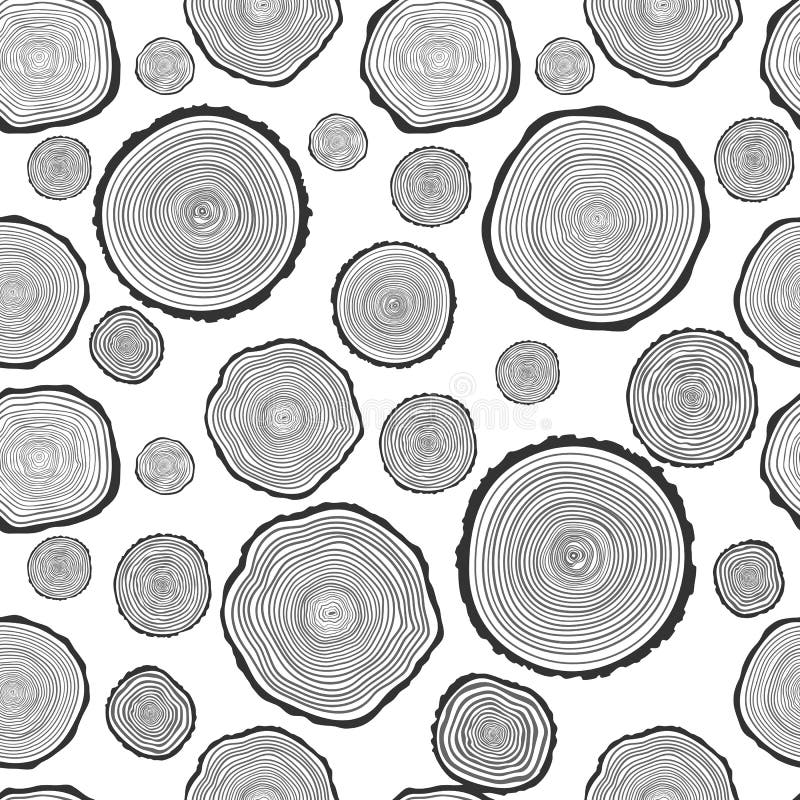 Tree Rings Seamless Vector Pattern. Stock Vector - Illustration of ...