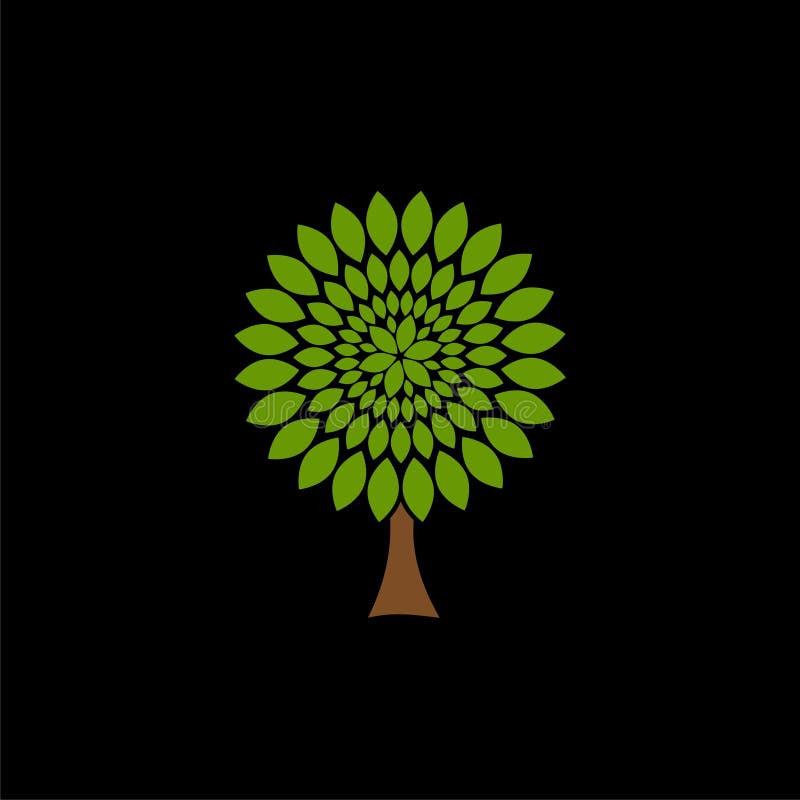 Tree silhouette icon isolated on black background royalty free illustration