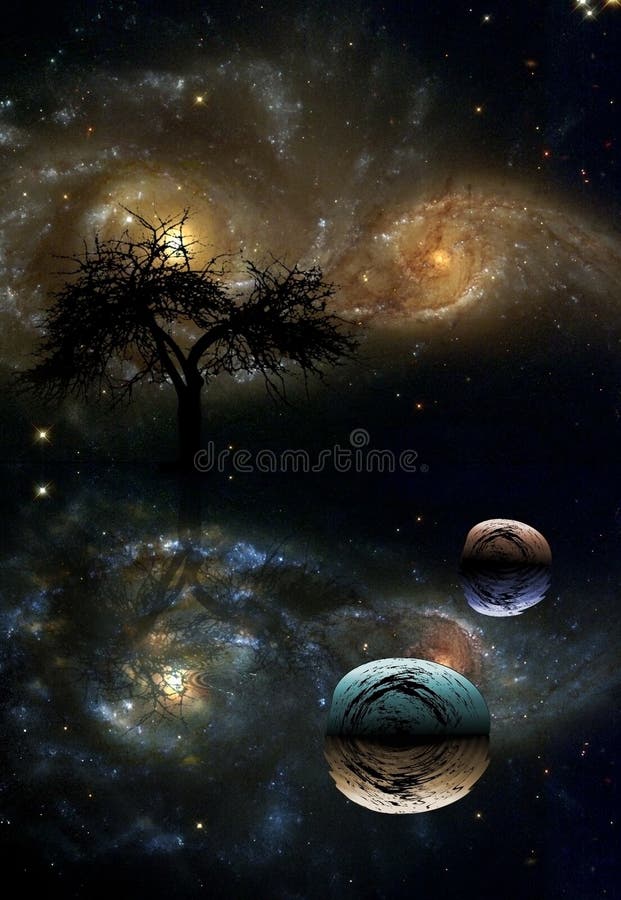 Tree in Space stock illustration. Illustration of imagination 217632509