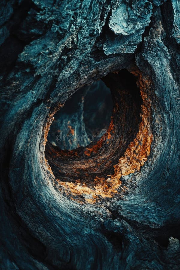 Tree trunk with hole stock images
