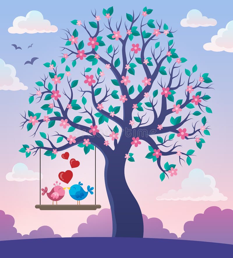 Tree with Valentine birds theme 2