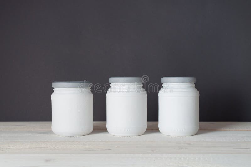 Tree White Jars for Spices Storage on the Kitchen Stock Image Image