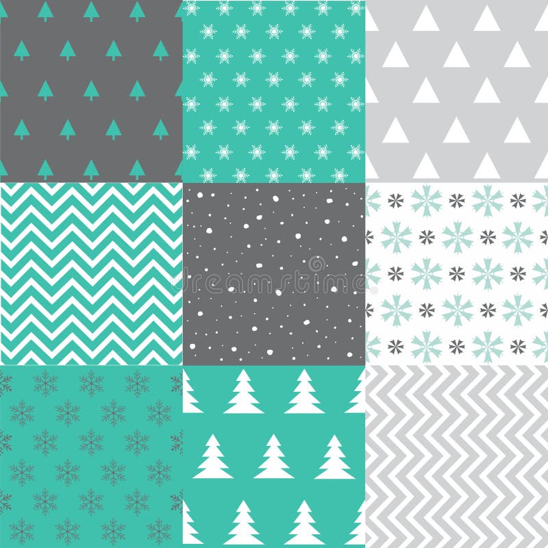 Winter christmas vector seamless patterns stock illustration