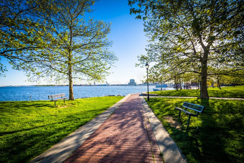 3400 boston st, baltimore, md 21224. Trees Along a Walkway at Canton Waterfront Park, in Baltimore, M Stock