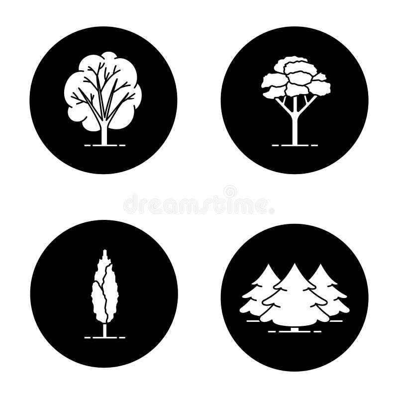 Trees glyph icons set royalty free illustration