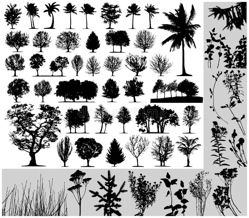 Trees, grass, plant vector