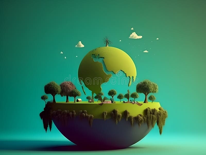 Trees on the Green World. Concept of Environment Day, Nature Day, Earth