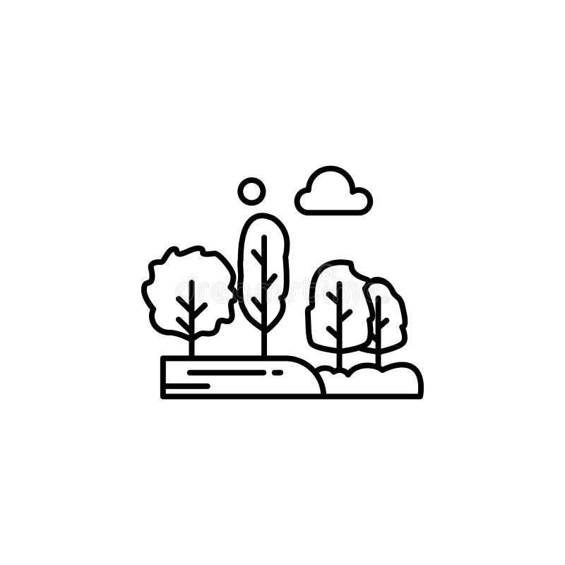 Trees, Moon, Cloud Outline Icon. Element of Landscapes Illustration ...