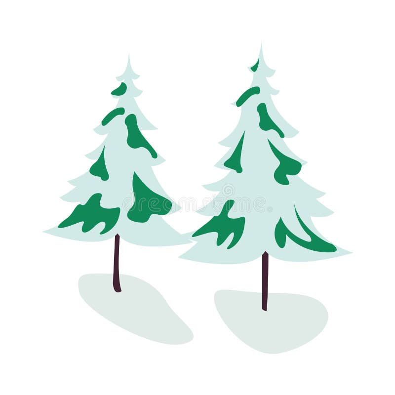 Trees pines with snow icons vector illustration