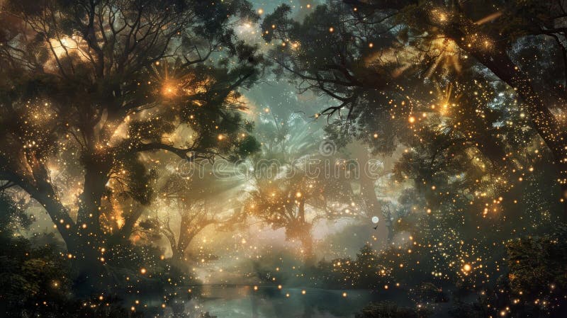 The trees sparkle with an elusive ethereal light as if they are infused with ancient magic royalty free stock images