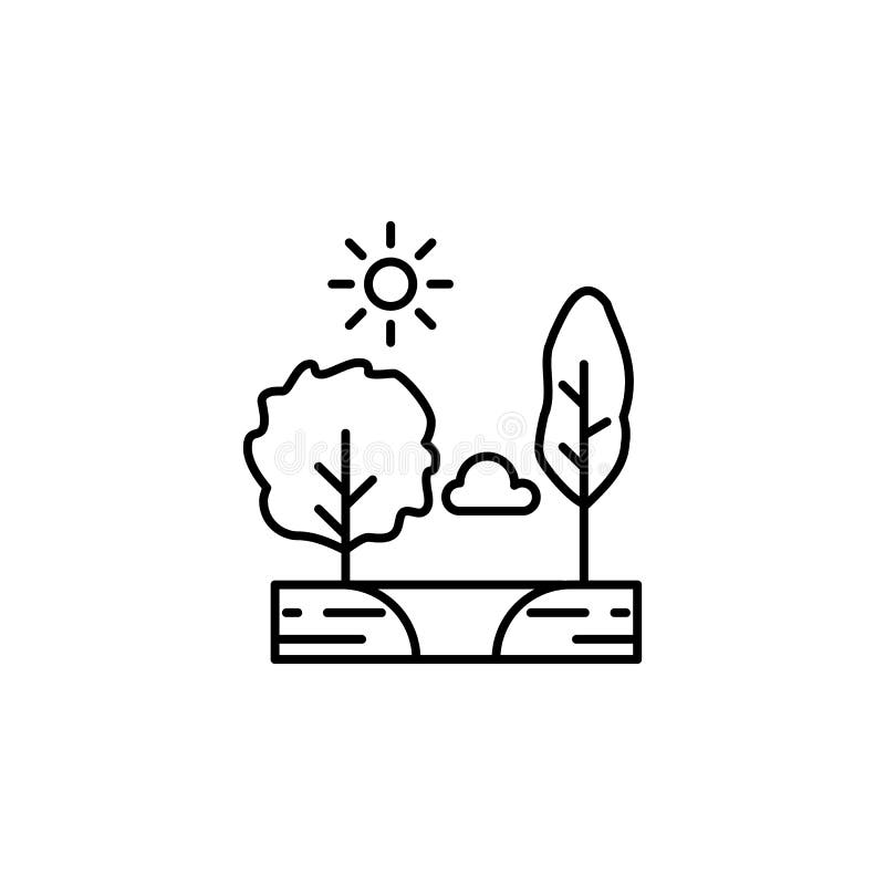 Trees, Sunny, Cloud, Lake Outline Icon. Element of Landscapes ...