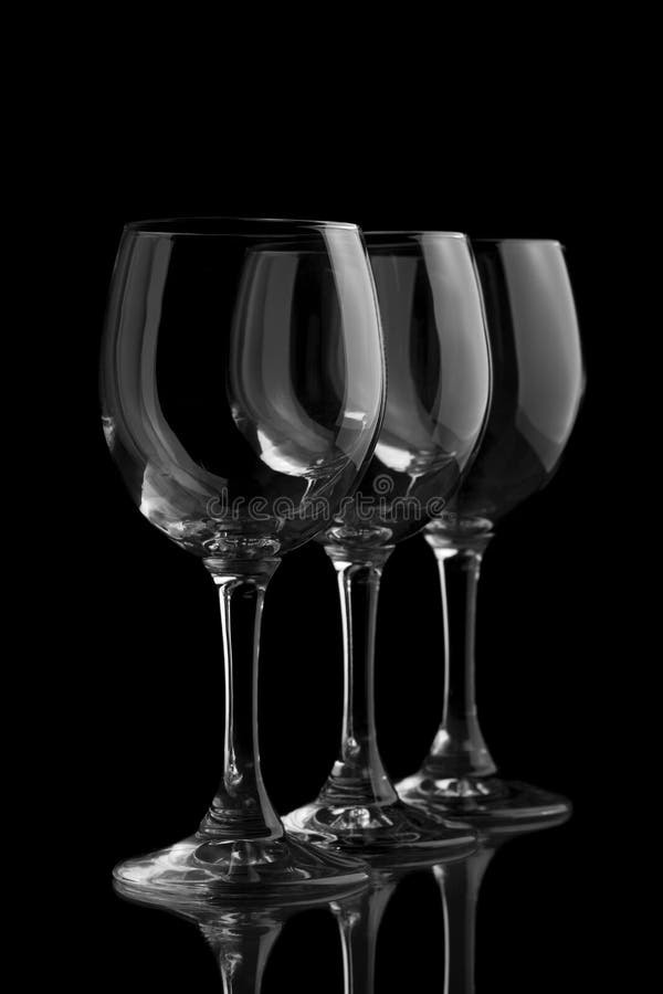 Trei pahare de vin elegante stock images
