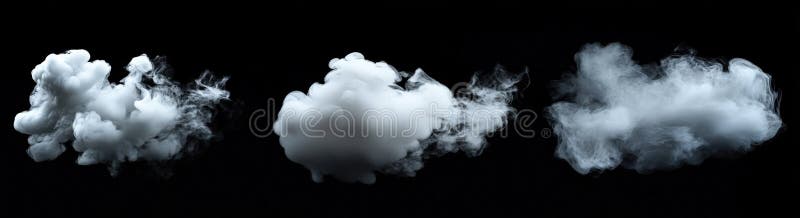 Trei tipuri de fum apar dintr-o țeavă pe fond negru royalty free stock photo