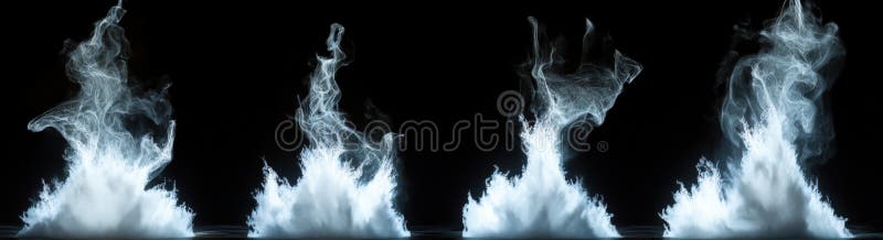Trei tipuri de fum apar dintr-o țeavă pe fond negru royalty free stock image