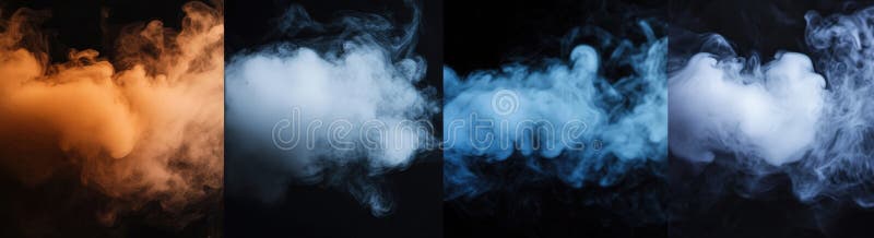 Trei tipuri de fum apar dintr-o țeavă pe fond negru royalty free stock photography
