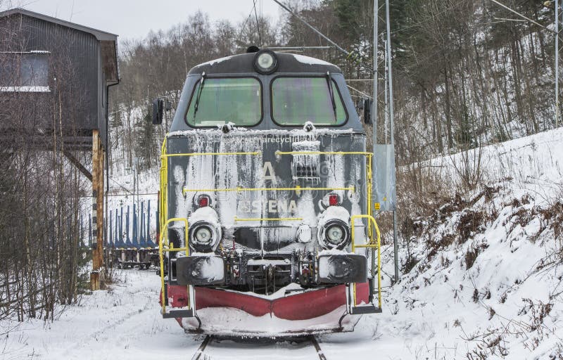 Trein op de lijn stock afbeelding Trein op de lijn stock afbeelding