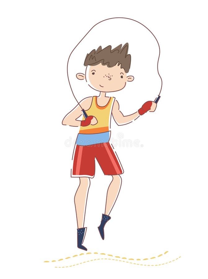 Treinamento novo do pugilista no gym O desportista caucasiano de sorriso está saltando na corda Conceito do esporte profissional ilustração stock Treinamento novo do pugilista no gym O desportista caucasiano de sorriso está saltando na corda Conceito do esporte profissional ilustração stock