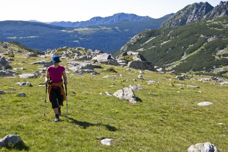 Trekker girl royalty free stock photo