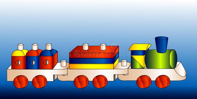 Trem De Madeira Do Brinquedo Nos Trilhos Ilustração Stock - Ilustração de  carros, divertimento: 24641003