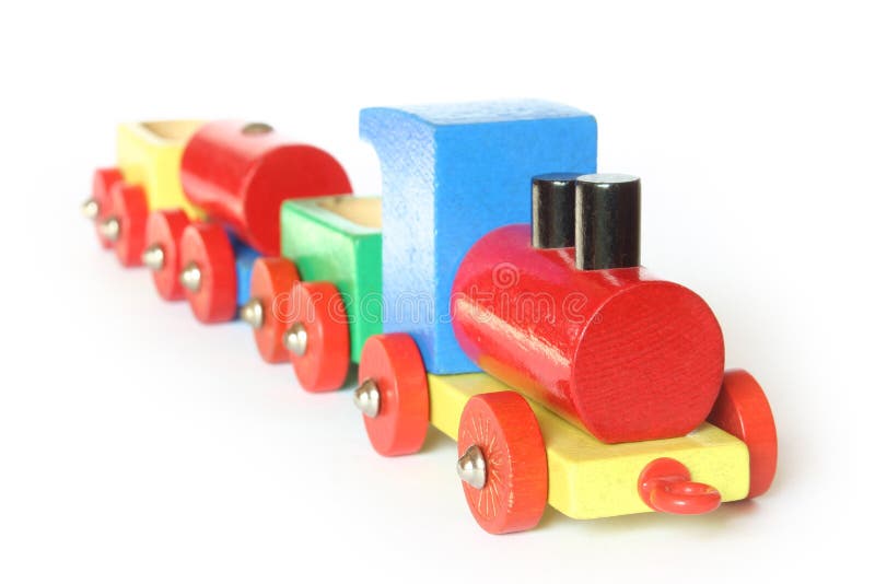 Trem De Madeira Do Brinquedo No Trilho Imagem de Stock - Imagem de bloco, brinquedos: 5743593