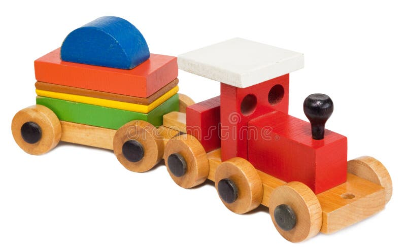 Trem De Madeira Do Brinquedo No Trilho Imagem de Stock - Imagem de bloco,  brinquedos: 5743593