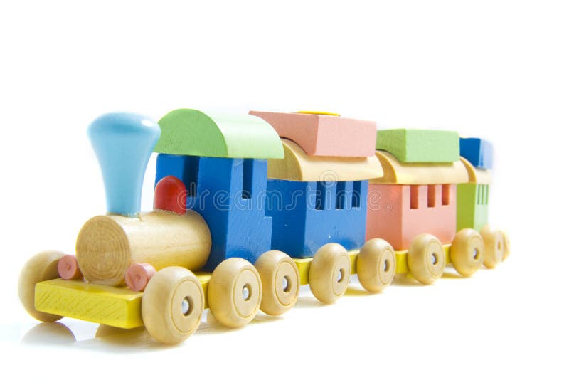 Trem De Madeira Do Brinquedo No Trilho Imagem de Stock - Imagem de bloco,  brinquedos: 5743593