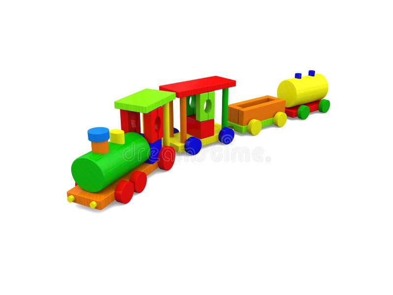 Trem De Madeira Do Brinquedo Nos Trilhos Ilustração Stock - Ilustração de  carros, divertimento: 24641003