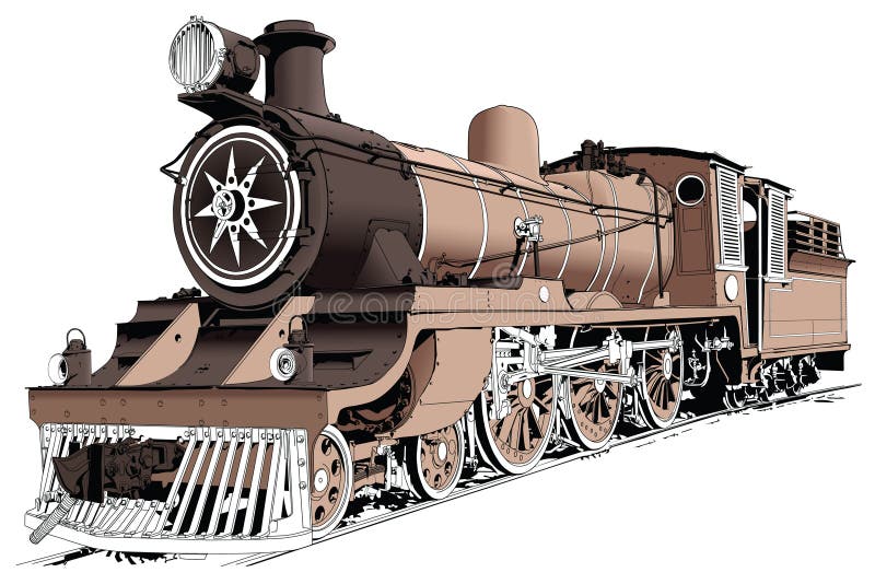 Vectorial illustration of an old steam engine powered train. Vectorial illustration of an old steam engine powered train