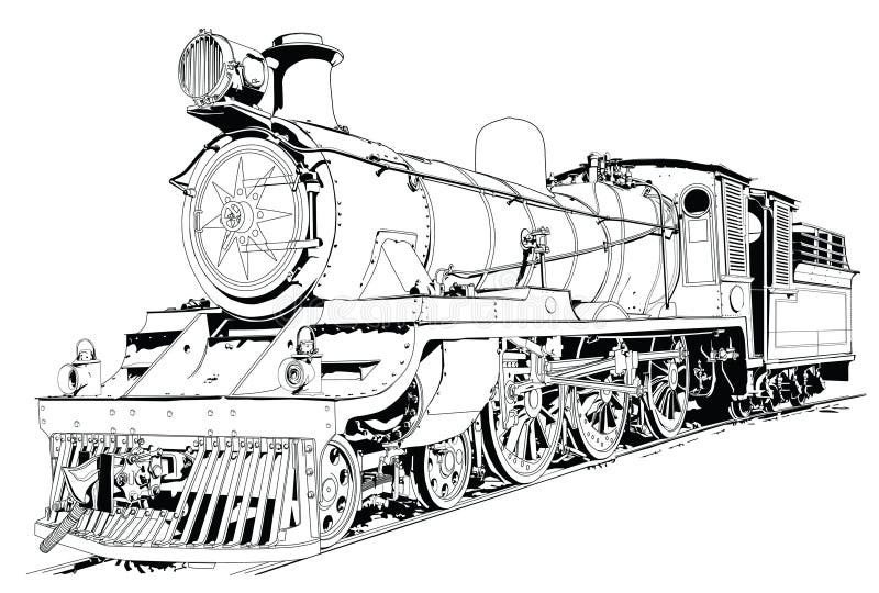 Vectorial illustration of an old steam engine powered train. Vectorial illustration of an old steam engine powered train