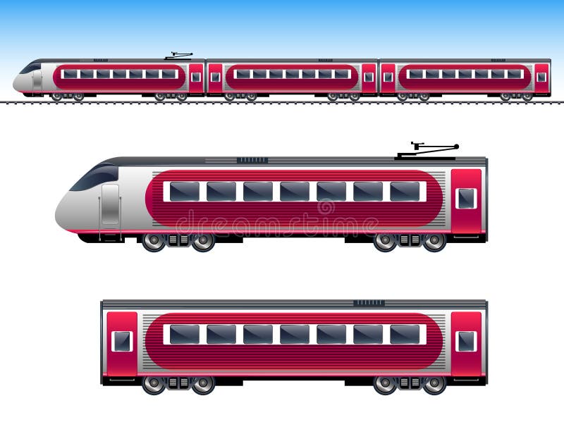 Trem vermelho do passageiro ilustração do vetor Trem vermelho do passageiro ilustração do vetor