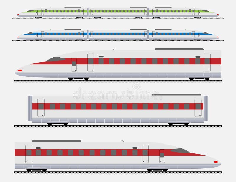 Tren de tip „bullet train” sau tren expres de călători vector illustration