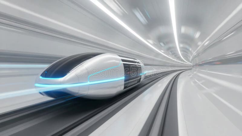 Tren Futurista de alta velocidad que viaja a través del túnel moderno libre illustration