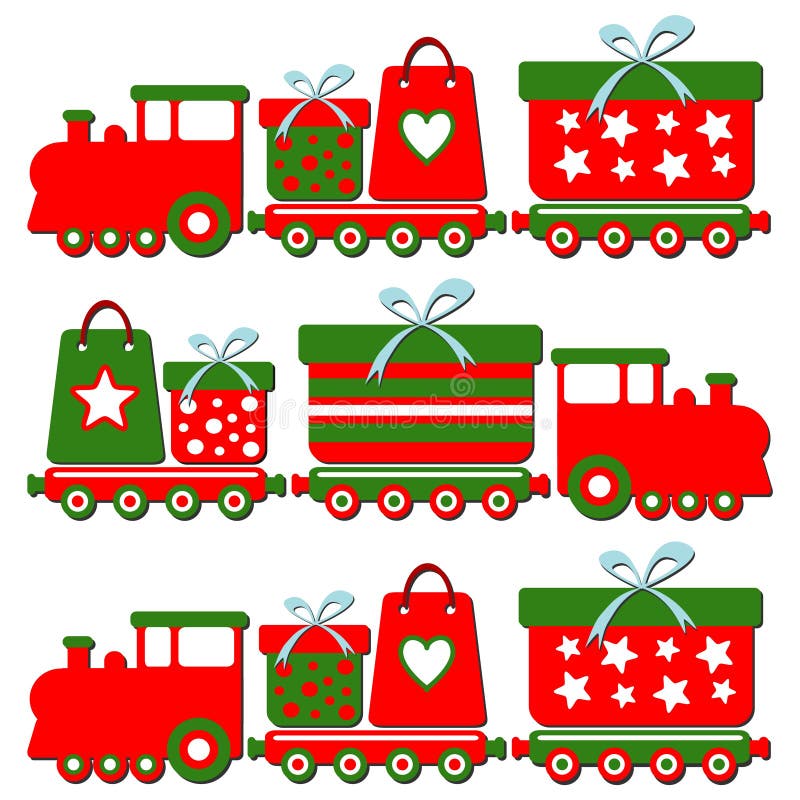 Tren lindo con las cajas de regalo, illus del vapor de la Navidad libre illustration Tren lindo con las cajas de regalo, illus del vapor de la Navidad libre illustration
