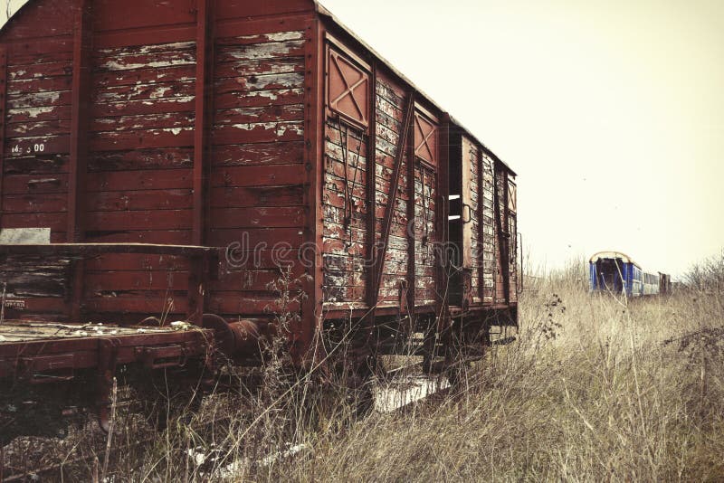 Tren viejo y abandonado del cargo fotografía de archivo libre de regalías Tren viejo y abandonado del cargo fotografía de archivo libre de regalías