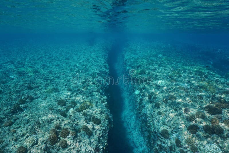 Trench carved by swell underwater Pacific ocean royalty free stock photography Trench carved by swell underwater Pacific ocean royalty free stock photography