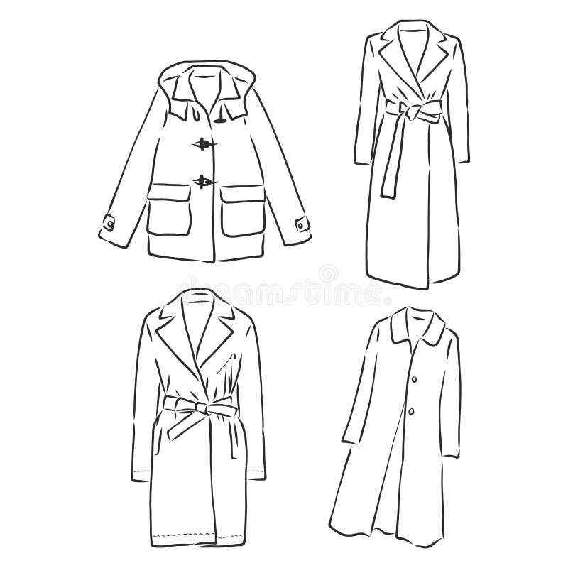 Trench Coat Icon. Fashion Garment Symbol. Technical Drawing of Garment ...