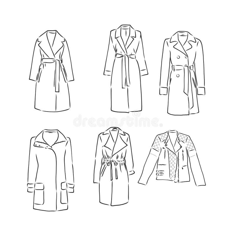 Fashion Trench Coat Drawing : French haute couture ink sketch of a ...