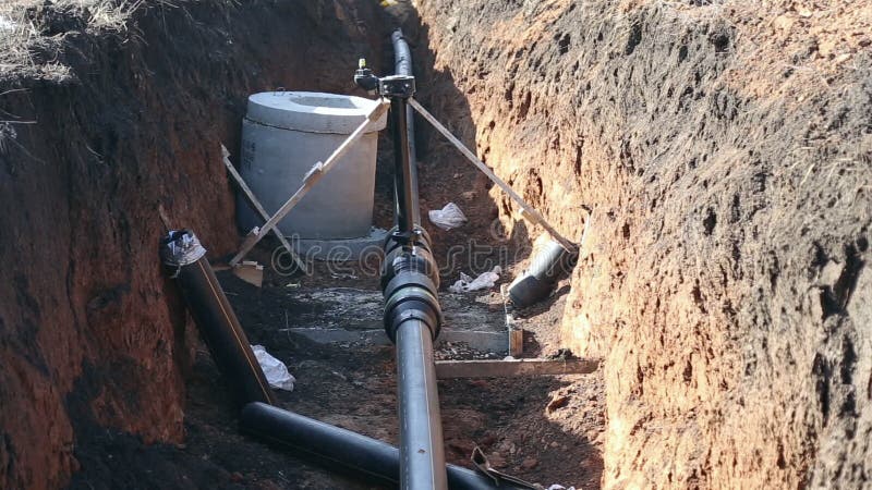 A trench with a gas pipeline