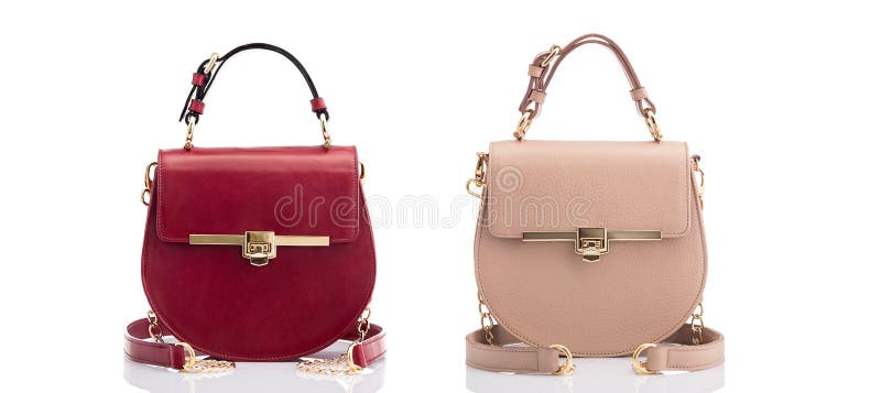Trendiga läderhandväskor fotografering för bildbyråer