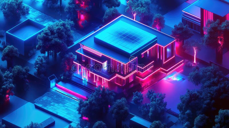 Trends neon glow property pricing heatmap simulation royalty free illustration