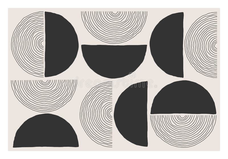 Trendy abstract aesthetic creative minimalist artistic hand drawn composition royalty free illustration