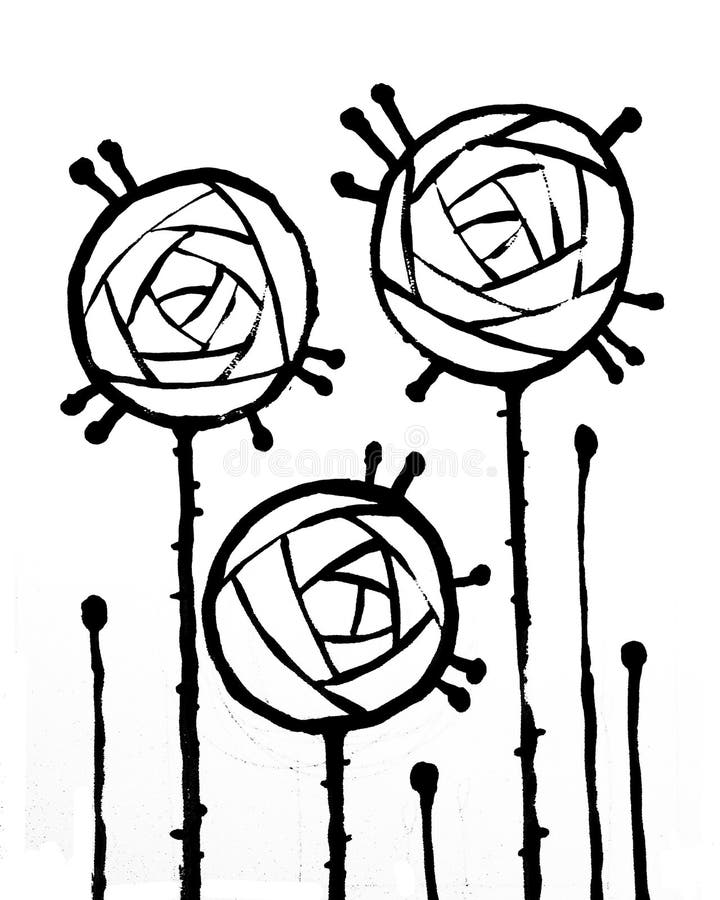 Trendy Abstract Interior Poster with Three Roses vector illustration Trendy Abstract Interior Poster with Three Roses vector illustration