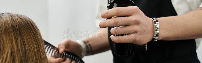 Skilled stylist captures the essence of beauty trends while preparing to craft a stunning hairstyle. Pampering experience stock images, royalty-free photos and pictures