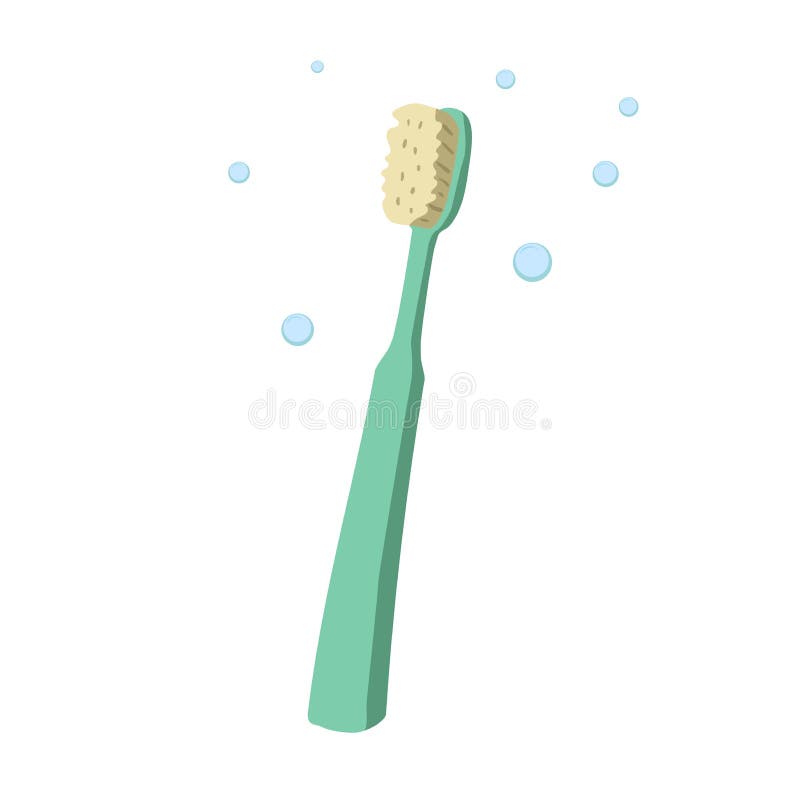 Trendy cartoon style old fashioned green toothbrush. Hygiene and every day teeth protection vector illustration. EPS10 + JPEG preview royalty free illustration Trendy cartoon style old fashioned green toothbrush. Hygiene and every day teeth protection vector illustration. EPS10 + JPEG preview royalty free illustration