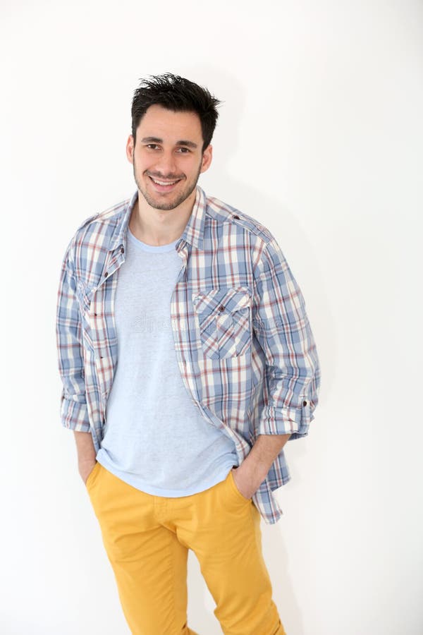 Trendy casual man standing isolated royalty free stock photo Trendy casual man standing isolated royalty free stock photo